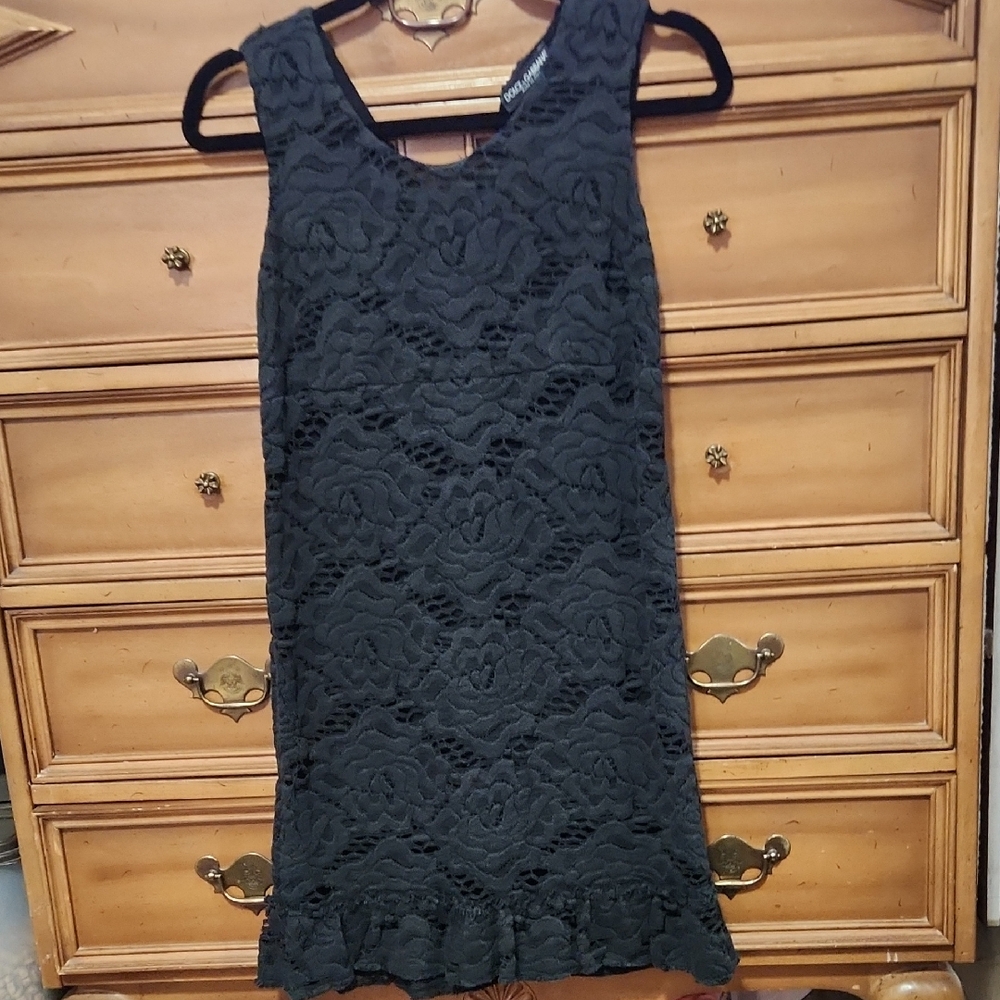 Dolce & Gabbana Black Floral Lace Mini Dress